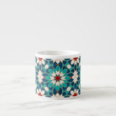 Tasse Expresso Mosaïque marocaine de marbre blanc Turquoise bleu (Devant)
