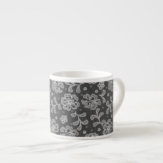 Tasse Expresso Motif 1 de tissu de dentelle (Devant droit)