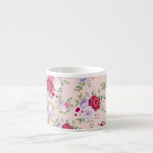 Tasse Expresso Motif à fleurs rose