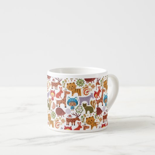 Tasse Expresso Motif abstrait d'enfant et d'animaux (Devant droit)