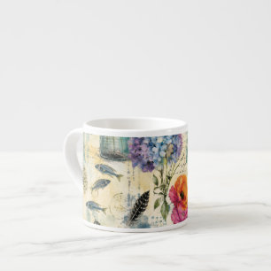 Tasse Expresso Motif aquarelle botanique côtier coloré