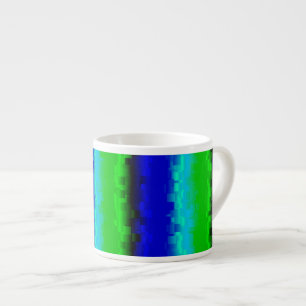 Tasse Expresso Motif arc-en-ciel bleu vert abstrait 3D