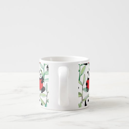 Tasse Expresso motif avec de beaux pandas avec des coeurs (Dos)