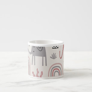 Tasse Expresso motif avec de mignons éléphants et girafes géant