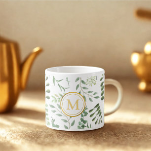 Tasse Expresso Motif botanique vert de forêt feuille