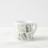 Tasse Expresso Motif botanique vert de forêt feuille (Devant droit)