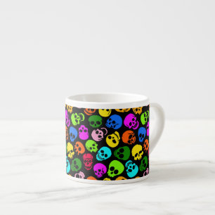 Tasse Expresso Motif coloré de crânes dans le noir