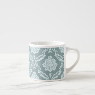Tasse Expresso Motif Damassé Rococo Canard Œuf Bleu+Turquoise