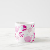 Tasse Expresso Motif De Baleines, Baleines Roses, Votre Nom (Devant)