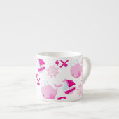 Tasse Expresso Motif De Baleines, Baleines Roses, Votre Nom (Devant droit)