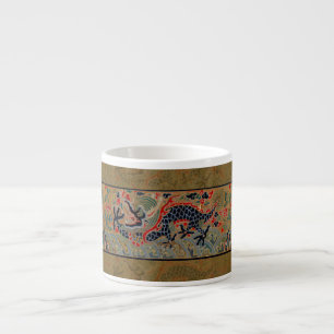 Tasse Expresso Motif de broderie en soie de dragon chinois antiqu