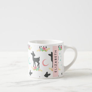 Tasse Expresso Motif de cerfs, Cerf de bébé, Boho, Fleurs, Votre