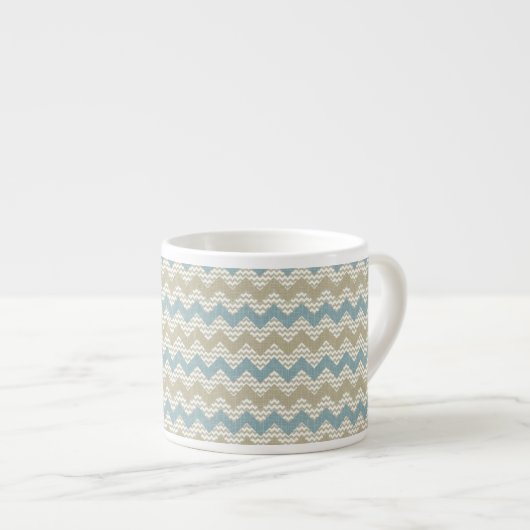 Tasse Expresso Motif de Chevron sur la texture de toile (Devant droit)
