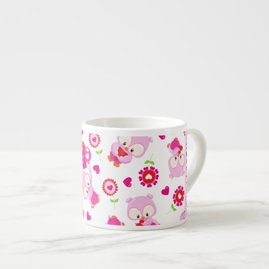 Tasse Expresso Motif De Chouettes, Chouettes Mignonnes, Chouettes (Devant droit)