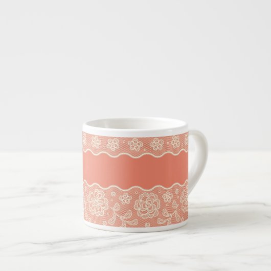 Tasse Expresso Motif de dentelle, cru 4 de fleur (Devant droit)
