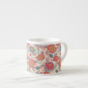 Tasse Expresso Motif de fleurs et de feuille de pivoine
