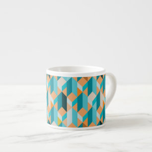 Tasse Expresso Motif De Formes Turquoises Et Oranges