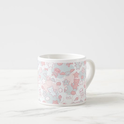 Tasse Expresso motif de kawaii avec le griffonnage (Devant droit)