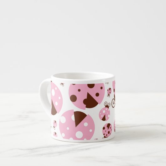 Tasse Expresso Motif De Ladybugs, Mignons Ladybugs, Pink Ladybugs (Devant gauche)