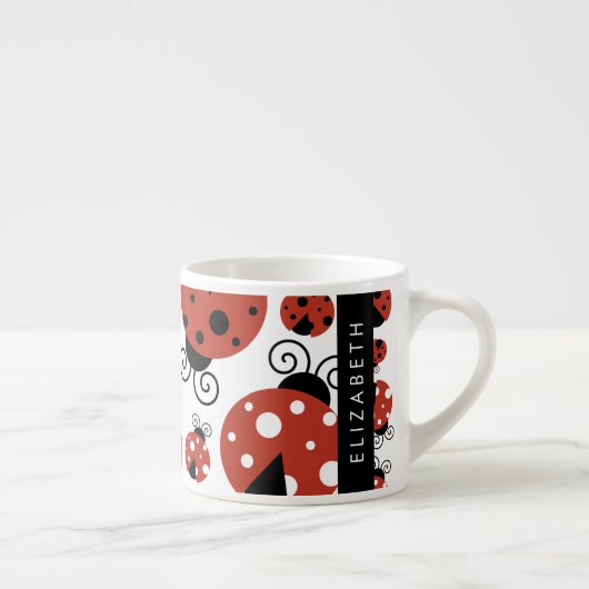 Tasse Expresso Motif De Ladybugs, Red Ladybugs, Votre Nom (Droite)