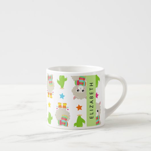 Tasse Expresso Motif De Llamas, Alpacas, Cactus, Votre Nom (Droite)