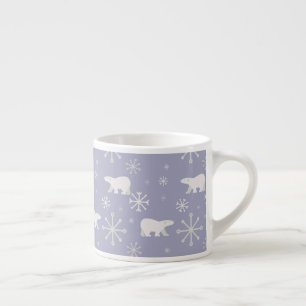 Tasse Expresso Motif de Noël avec ours polaires et flocons de nei