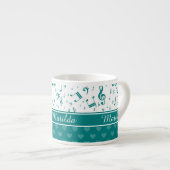 Tasse Expresso Motif de notes et de coeurs de musique Turquoise e (Devant droit)