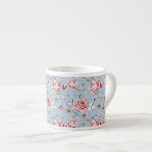 Tasse Expresso Motif de papier peint d'élégance des roses roses