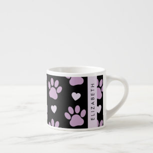 Tasse Expresso Motif De Pâtes, Pâtes Lilac, Coeurs, Votre Nom