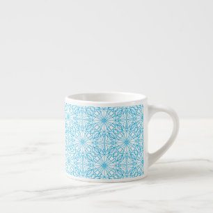 Tasse Expresso Motif de symétrie géométrique bleu blanc lumineux