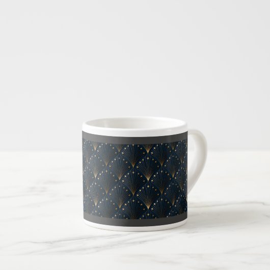 Tasse Expresso Motif déco bleu et or (Devant droit)