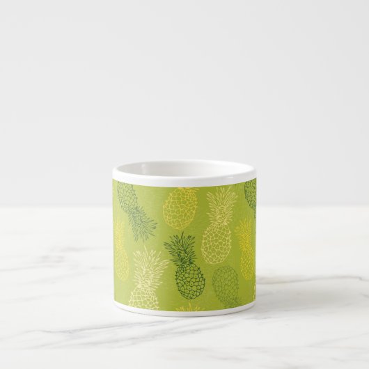 Tasse Expresso Motif d'ensemble d'ananas sur le vert (Devant)
