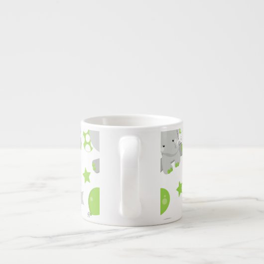 Tasse Expresso Motif Des Eléphants, Eléphants Mignons - Grey Vert (Dos)
