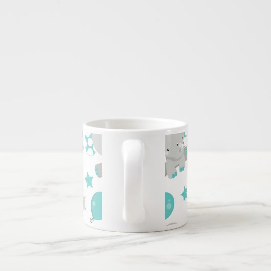 Tasse Expresso Motif Des Eléphants, Eléphants Mignons - Gris Bleu (Dos)