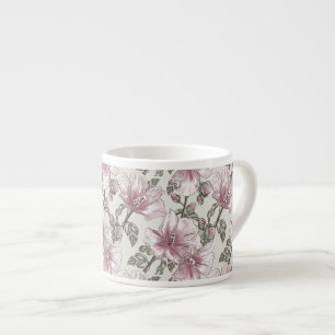 Tasse Expresso Motif des fleurs d'hibiscus roses rousses