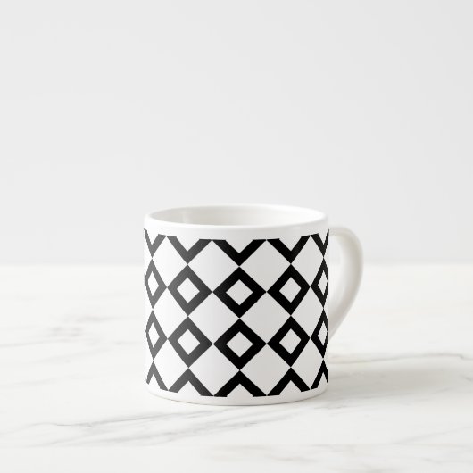 Tasse Expresso Motif Diamant blanc et noir (Devant droit)