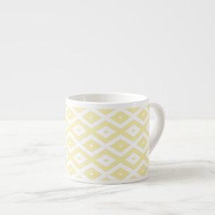Tasse Expresso Motif diamant jaune pâle et blanc