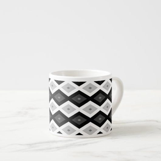 Tasse Expresso Motif diamant noir, blanc et gris (Devant droit)