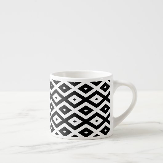 Tasse Expresso Motif diamant noir et blanc (Droite)