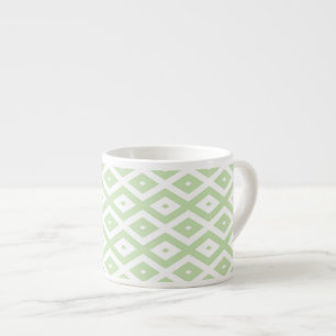 Tasse Expresso Motif diamant vert pâle et blanc