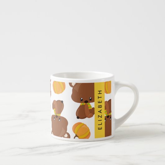 Tasse Expresso Motif D'Ours, Mignons Ours, Citrouille, Votre Nom (Droite)