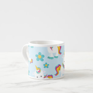 Tasse Expresso Motif D'Unicornes, De Mignons Unicornes, Fleurs