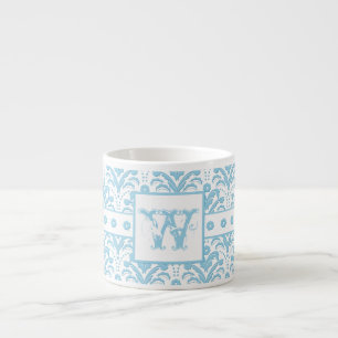 Tasse Expresso Motif élégant de damassé de vert bleu du