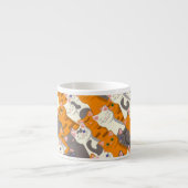 Tasse Expresso Motif en diagonale du chat noir blanc gingembre (Devant)