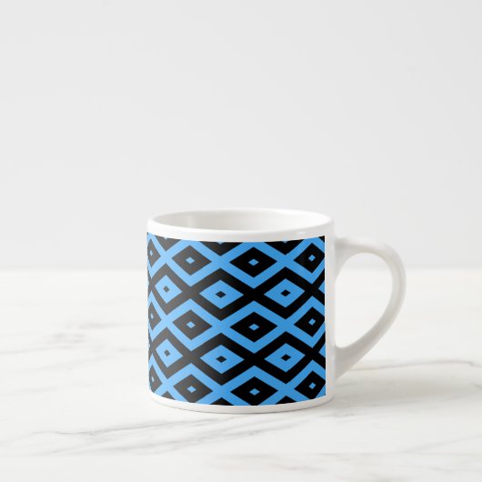 Tasse Expresso Motif en diamant bleu ciel et noir (Droite)
