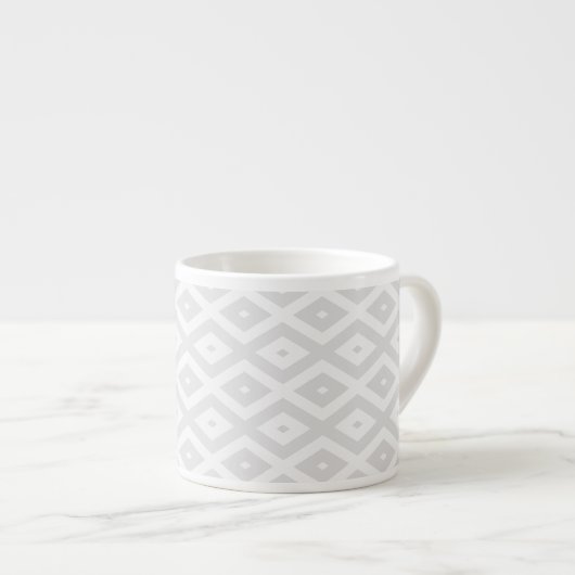 Tasse Expresso Motif en diamant gris clair et blanc (Devant droit)