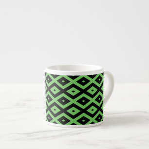 Tasse Expresso Motif en diamant vert citron et noir