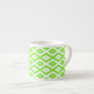 Tasse Expresso Motif en diamant vert et blanc