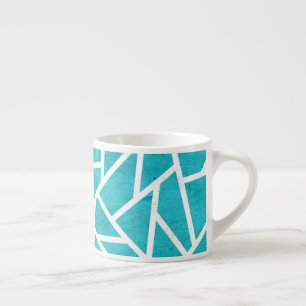 Tasse Expresso Motif en mosaïque bleu-vert et blanc