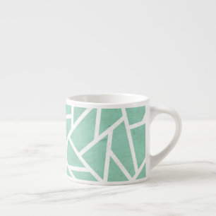 Tasse Expresso Motif en mosaïque verte et blanche
